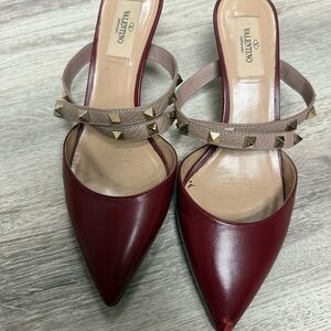 Valentino Burgundy Studded Heels